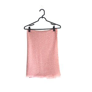 Pink Fray Edge Large Soft Textured Open Knit Blanket Scarf One Size